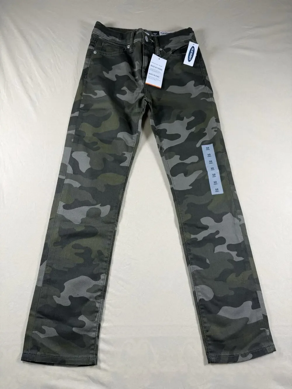 NWT Old Navy Boys Jeans Pants Camouflage Karate Slim Flex Max Built in Size 10
